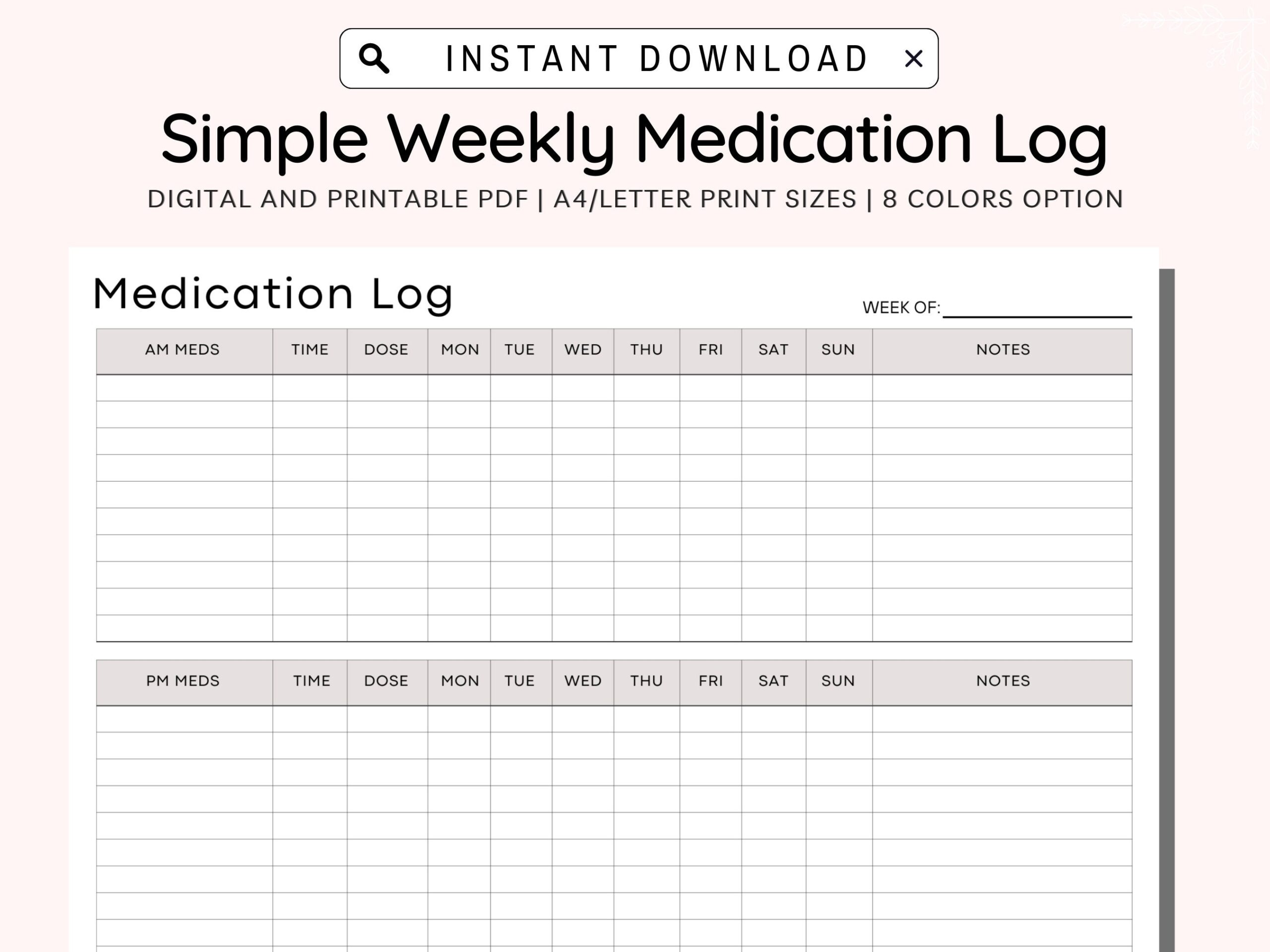 Medication Tracker Printable Weekly Medication Log Medicine Tracker Medication List Medication Log Medication Chart Daily PDF A4 letter Etsy Medication Tracker Printable Weekly Medication Log Medicine Tracker Medication List Medication Log Medication Chart Daily PDF A4 letter Etsy