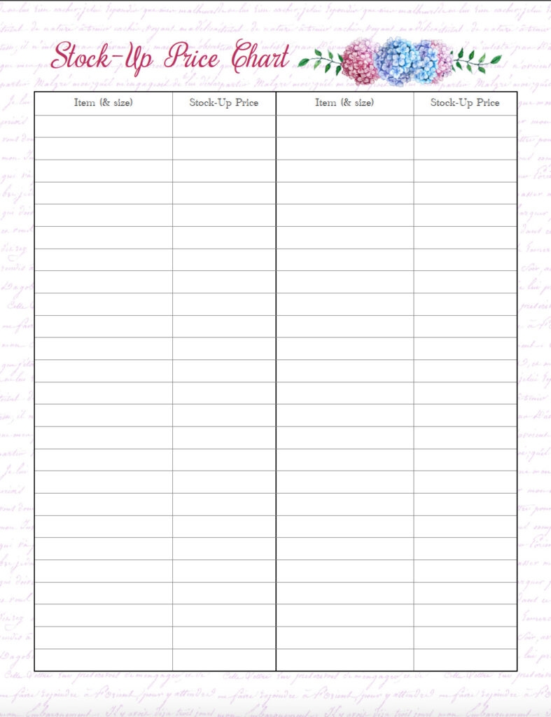 free printable shopping list