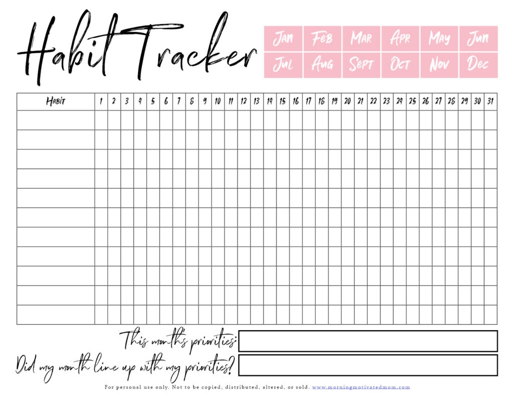 free printable habit tracker free printable habit tracker