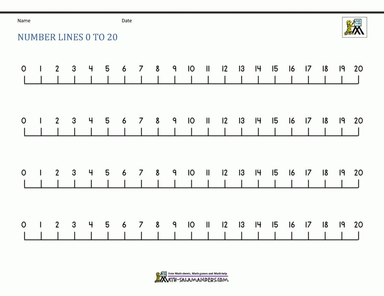 Number Line 0 To 20 Printables