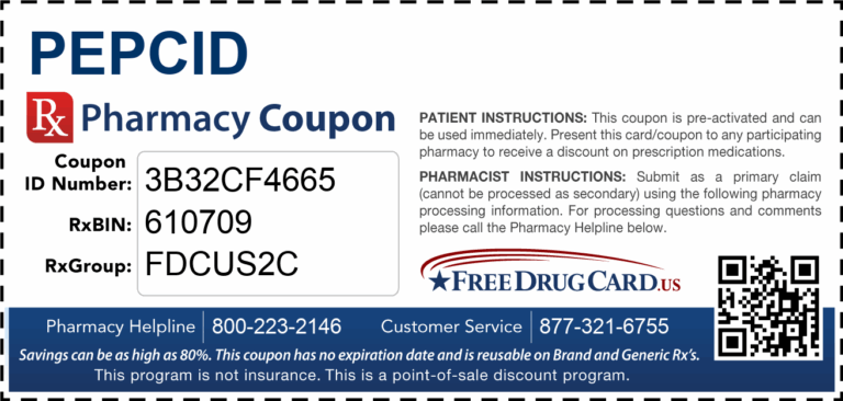 Pepcid Coupon Free Prescription Savings At Pharmacies Nationwide