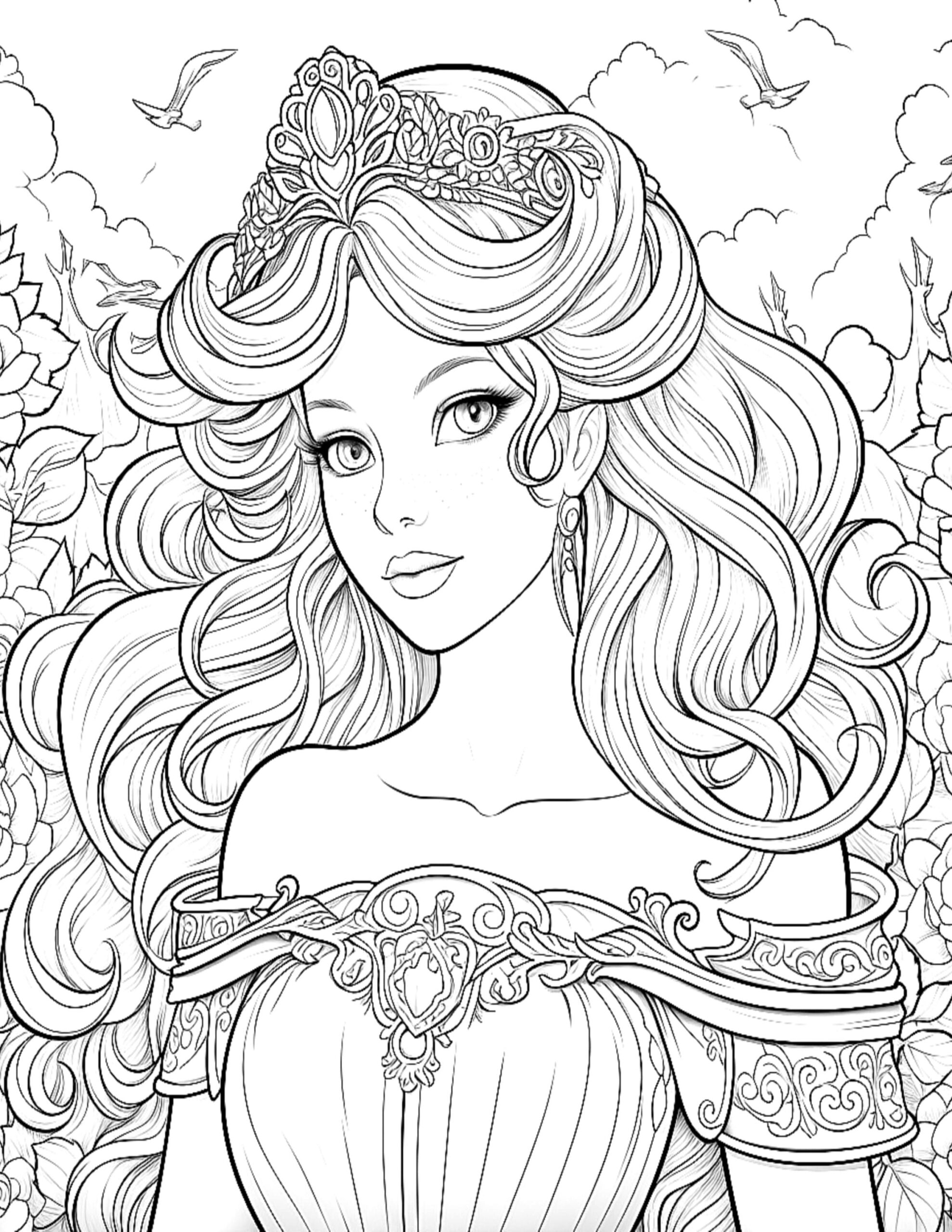 Princess Coloring Pages Original Art For Kids digital Download Etsy Princess Coloring Pages Original Art For Kids digital Download Etsy