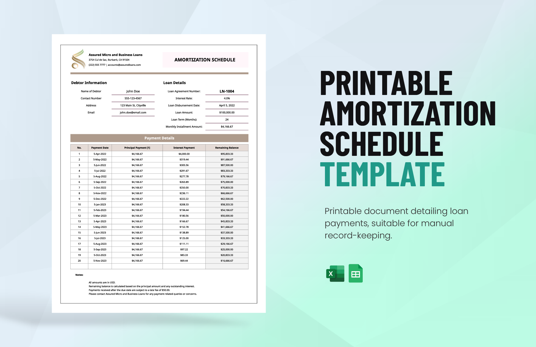 printable amortization schedule printable amortization schedule