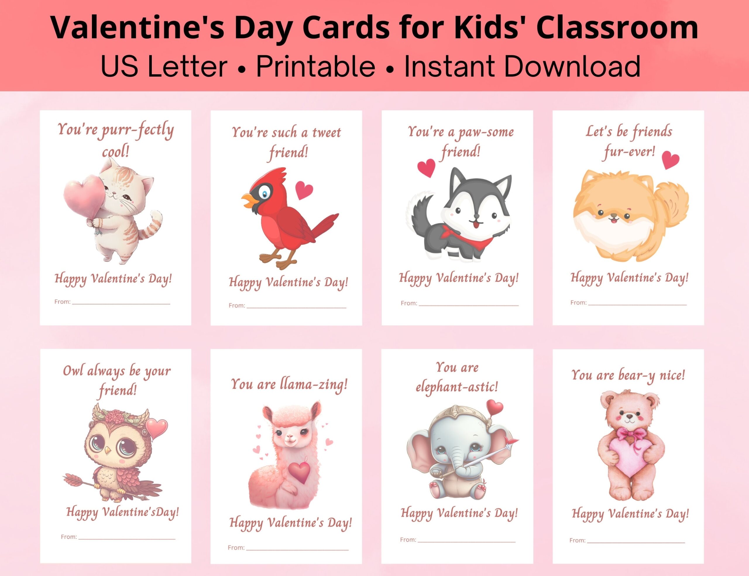 Printable Animal Valentine s Day Cards For Kids Cute Animal Valentine s Day Cards Printable Valentine Cards Set Preschool Valentines Etsy Printable Animal Valentine s Day Cards For Kids Cute Animal Valentine s Day Cards Printable Valentine Cards Set Preschool Valentines Etsy