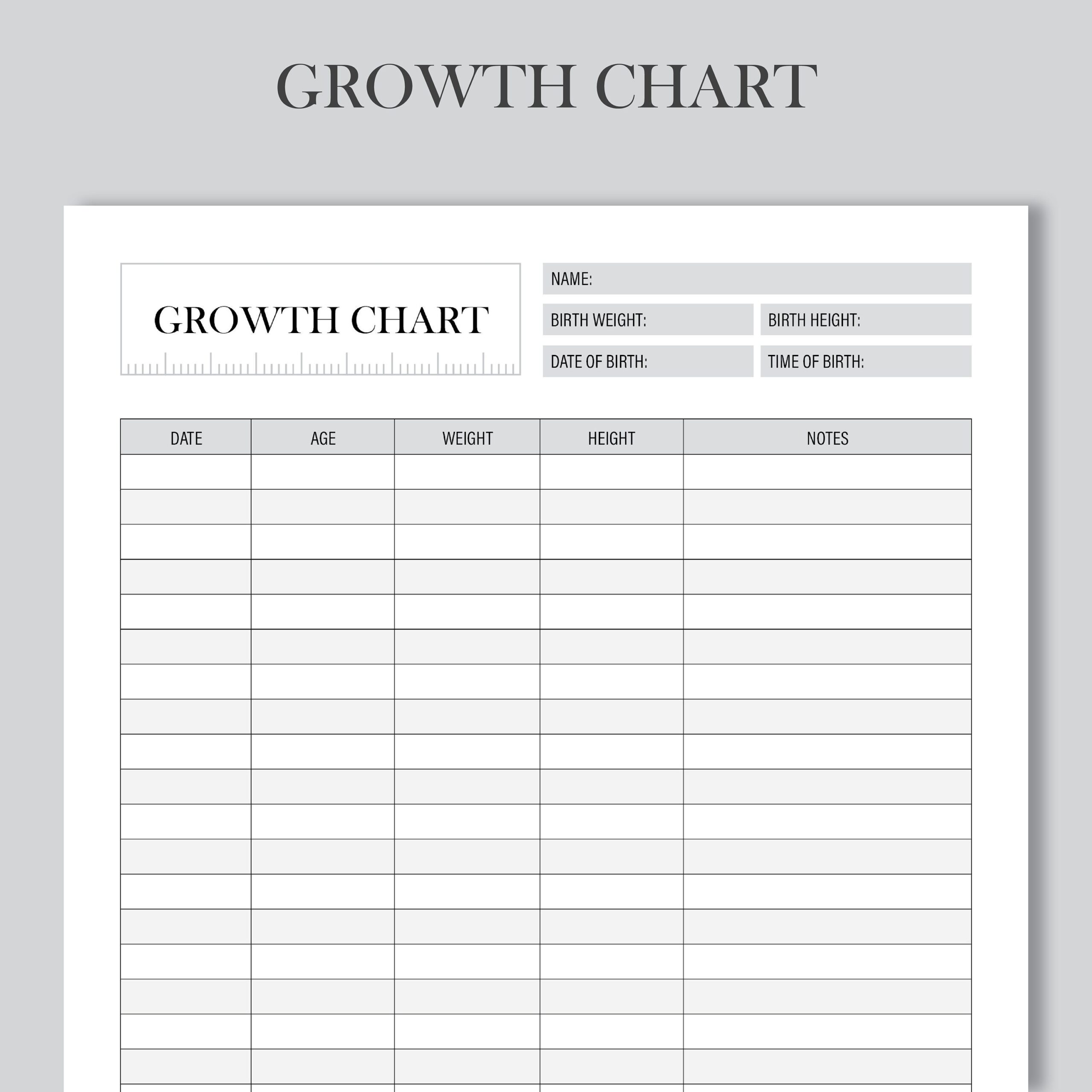 Printable Baby Growth Chart Journal US LETTER A4 A5 Etsy Printable Baby Growth Chart Journal US LETTER A4 A5 Etsy