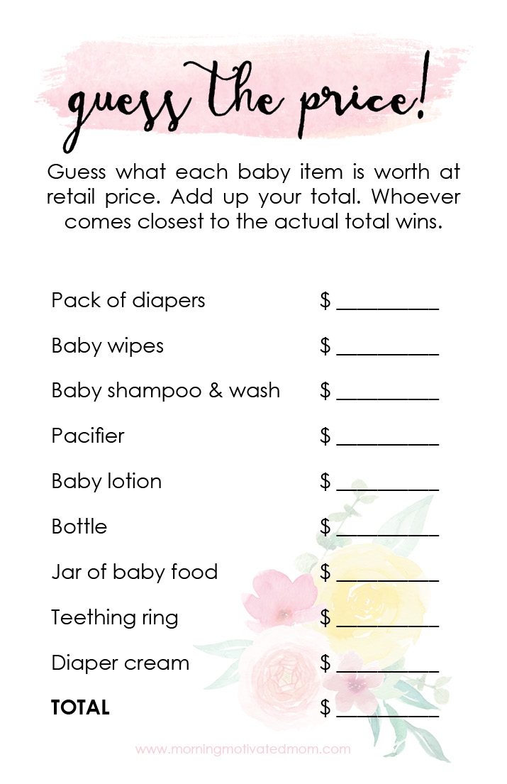 Printable Baby Shower Game Guess The Price Morning Motivated Mom Printable Baby Shower Game Guess The Price Morning Motivated Mom