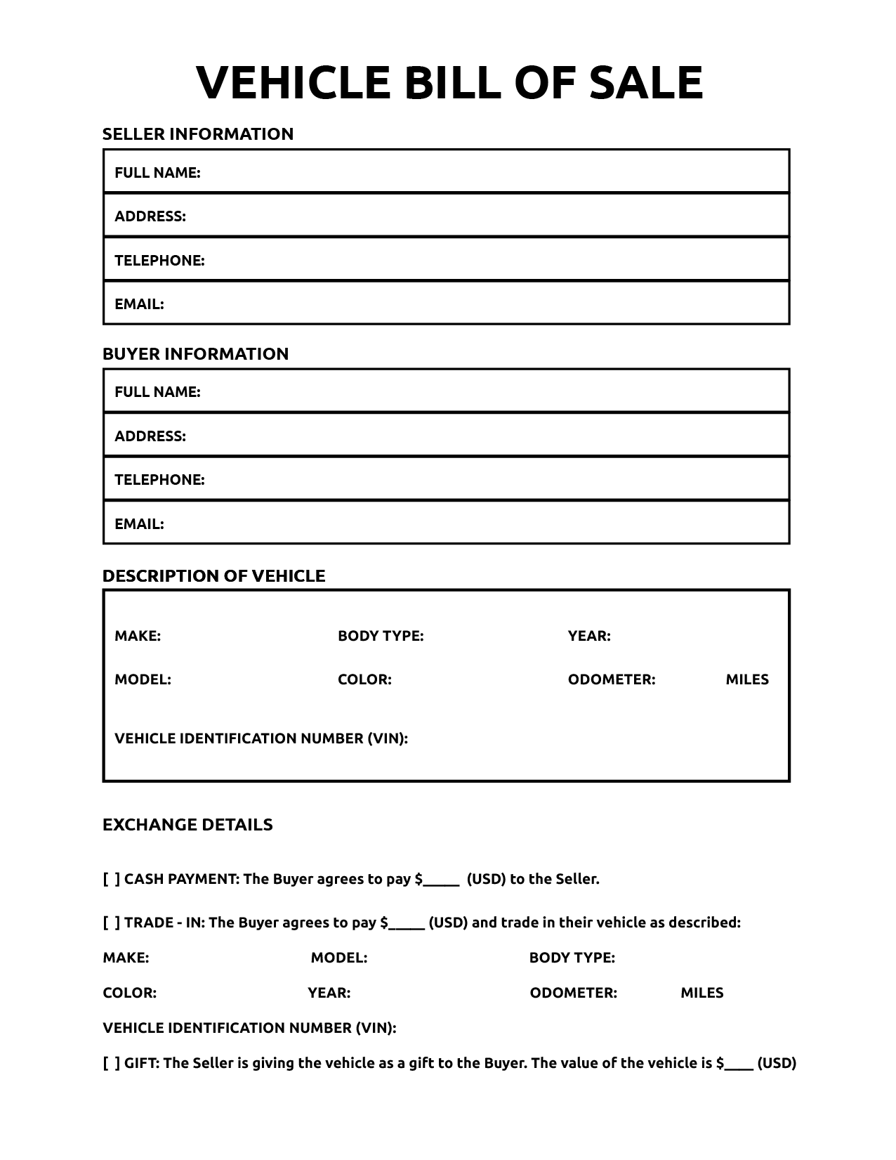 printable bill of sale template printable bill of sale template