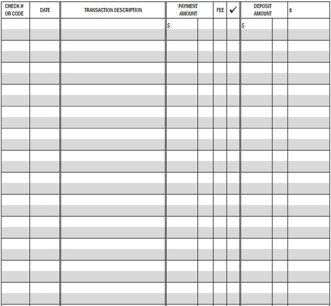 free check register printable