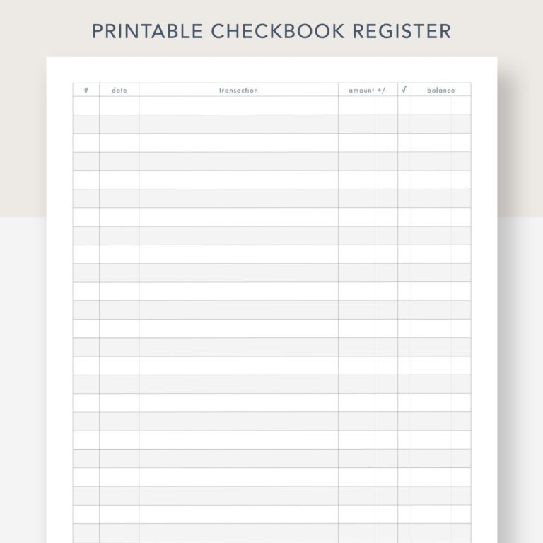 Printable Checkbook Register PDF File Prints On 8 1 2 X 11 Inch Paper Etsy