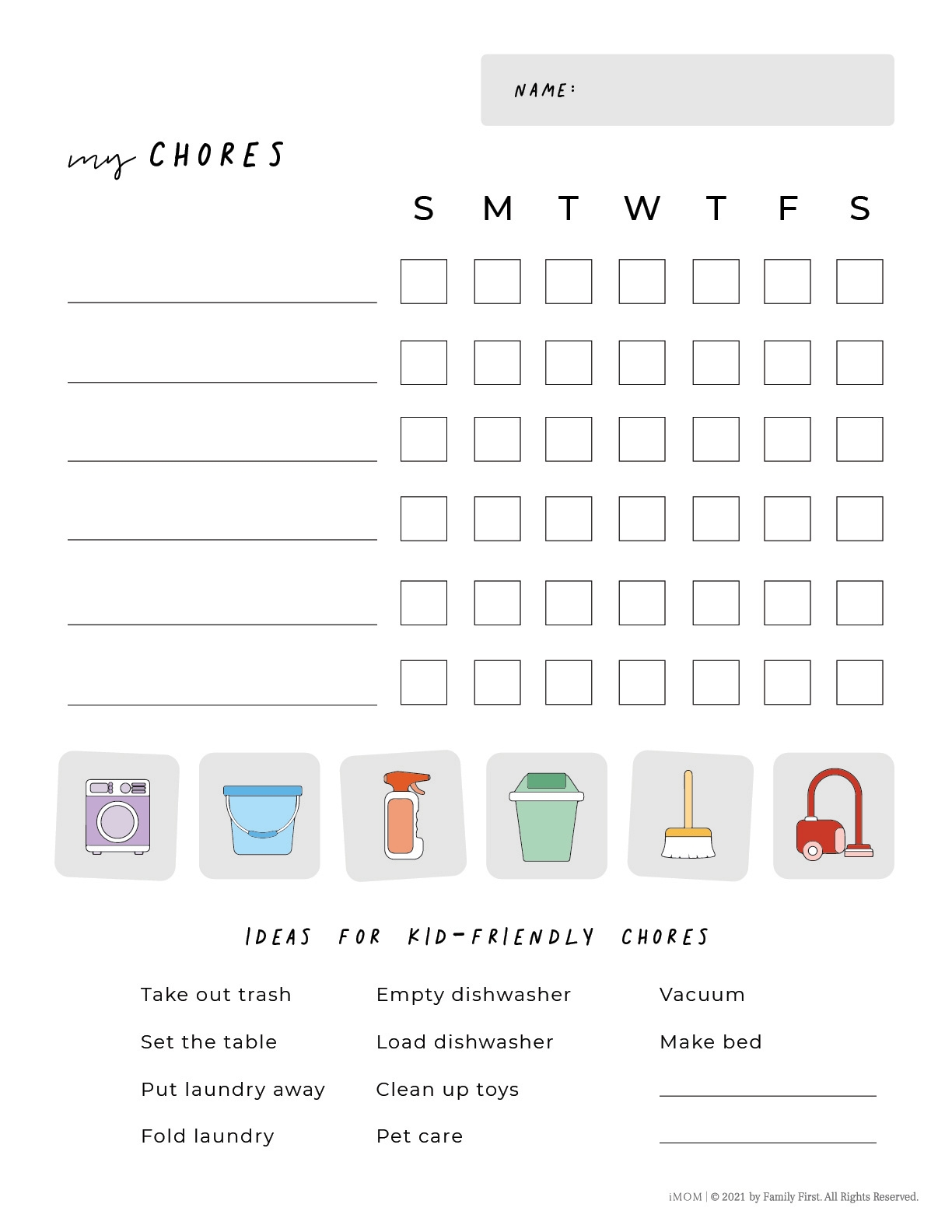 chore chart printable chore chart printable