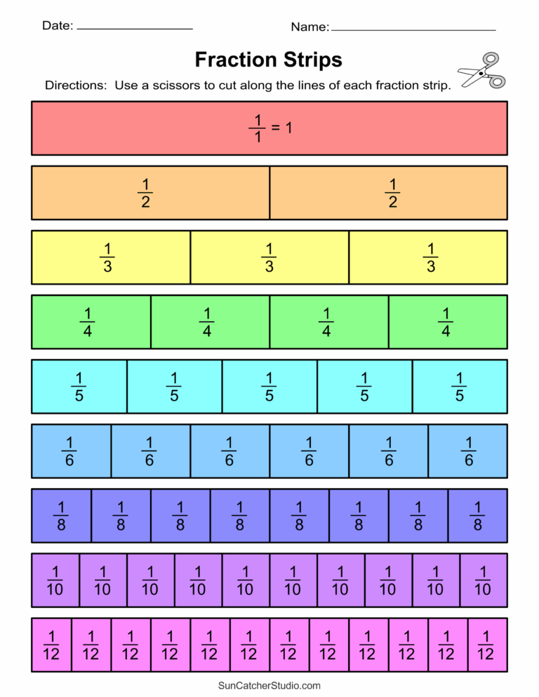 Printable Fraction Strips And Fraction Bars Free Printables Monograms Design Tools Patterns DIY Projects