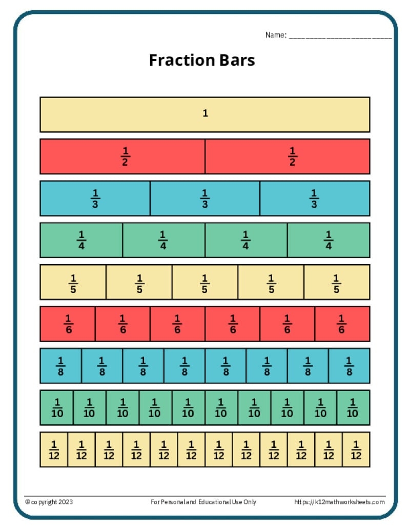Printable Fraction Strips Tool To Understand Fractions Printable Fraction Strips Tool To Understand Fractions