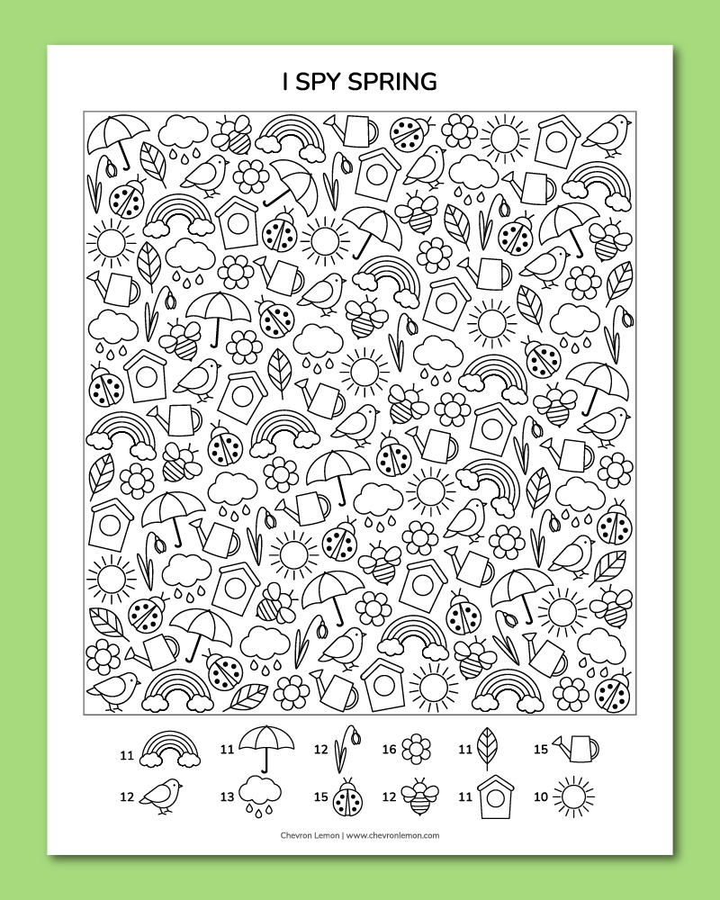 Printable I Spy Spring Chevron Lemon Printable I Spy Spring Chevron Lemon