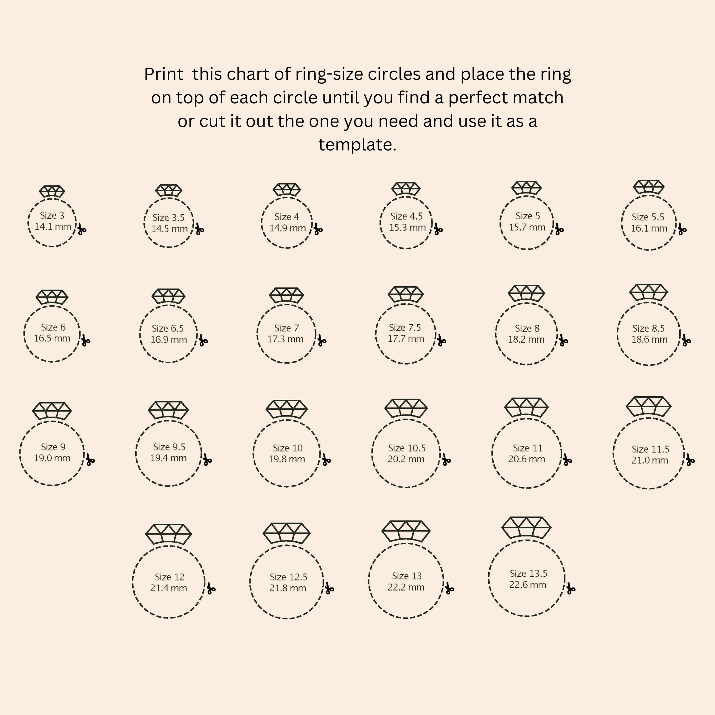 printable ring size chart printable ring size chart