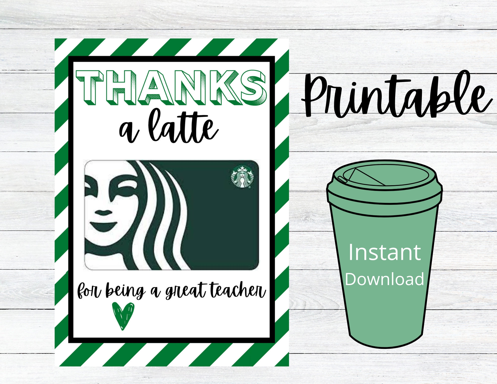 PRINTABLE Starbucks Gift Card Holder Teacher Appreciation End Of School Year School Is Out Summer Break Teacher Thank You Etsy