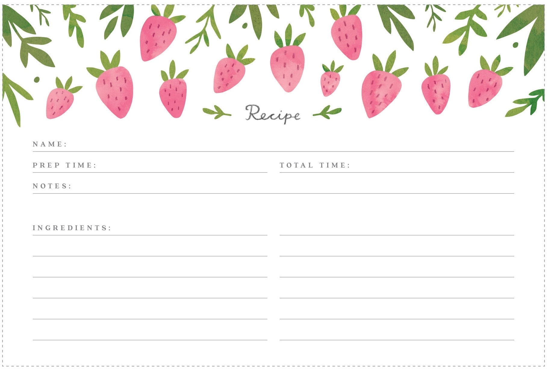 Printable Strawberry Recipe Cards Freutcake Printable Strawberry Recipe Cards Freutcake
