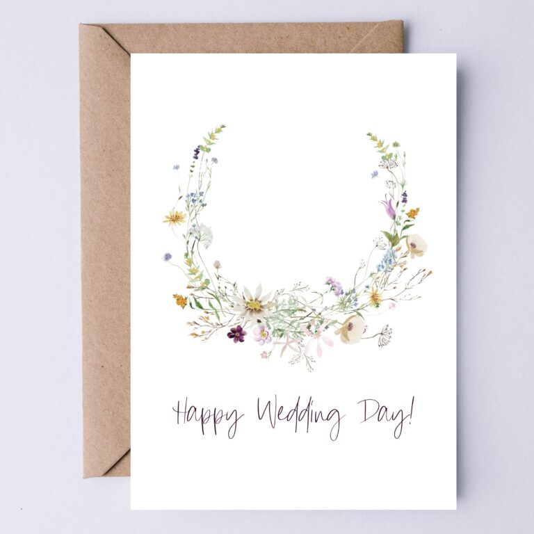Printable Wedding Card Happy Wedding Day Wildflower Artwork Digital Wedding Card To Print Etsy