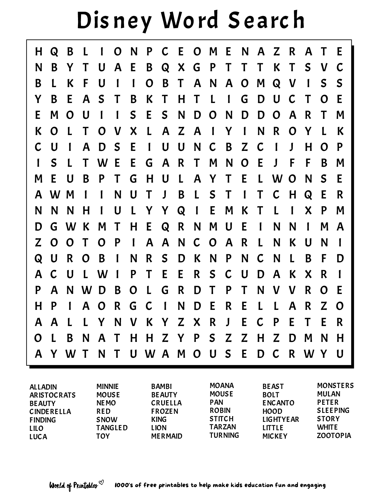 printable word find