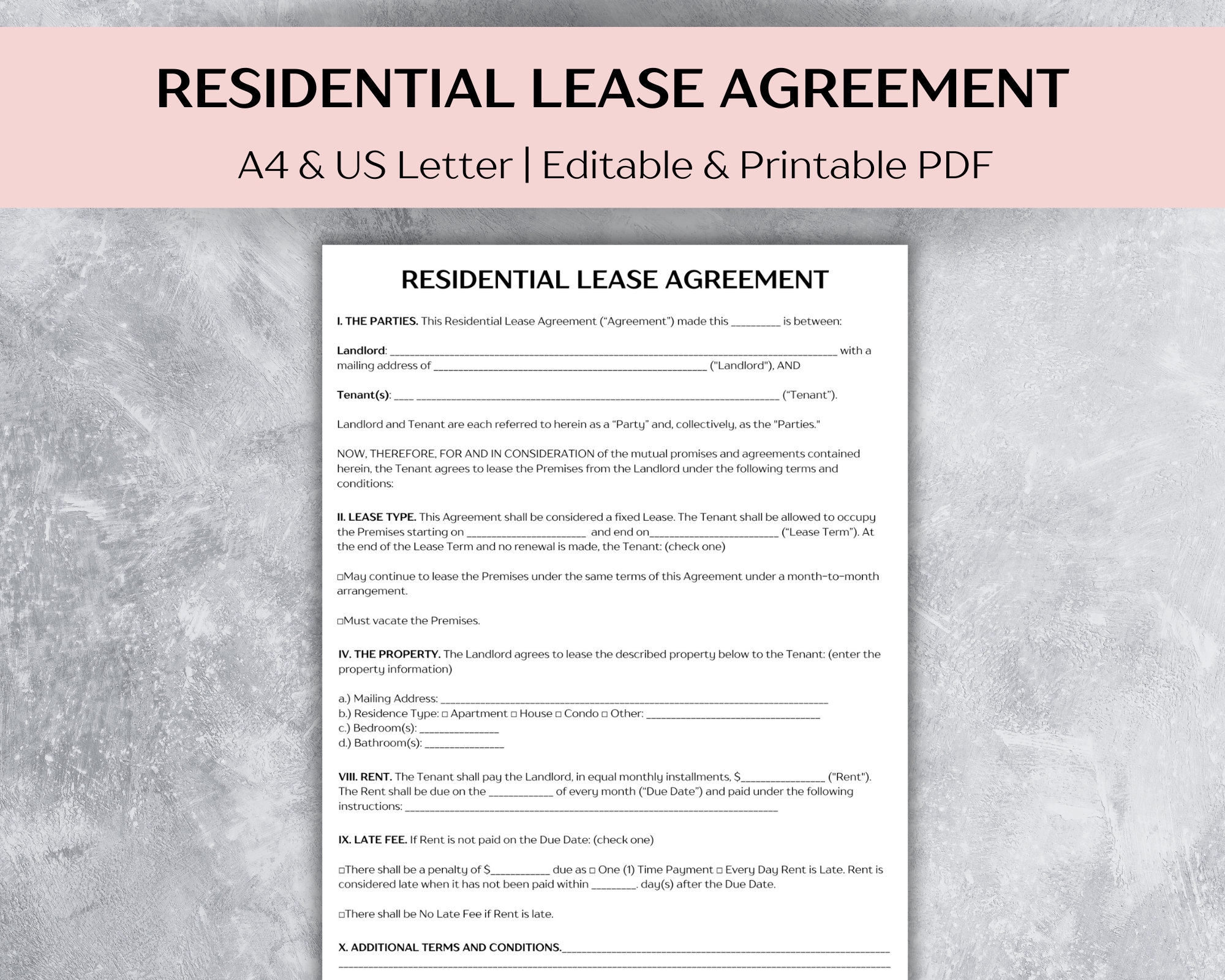 printable rental lease