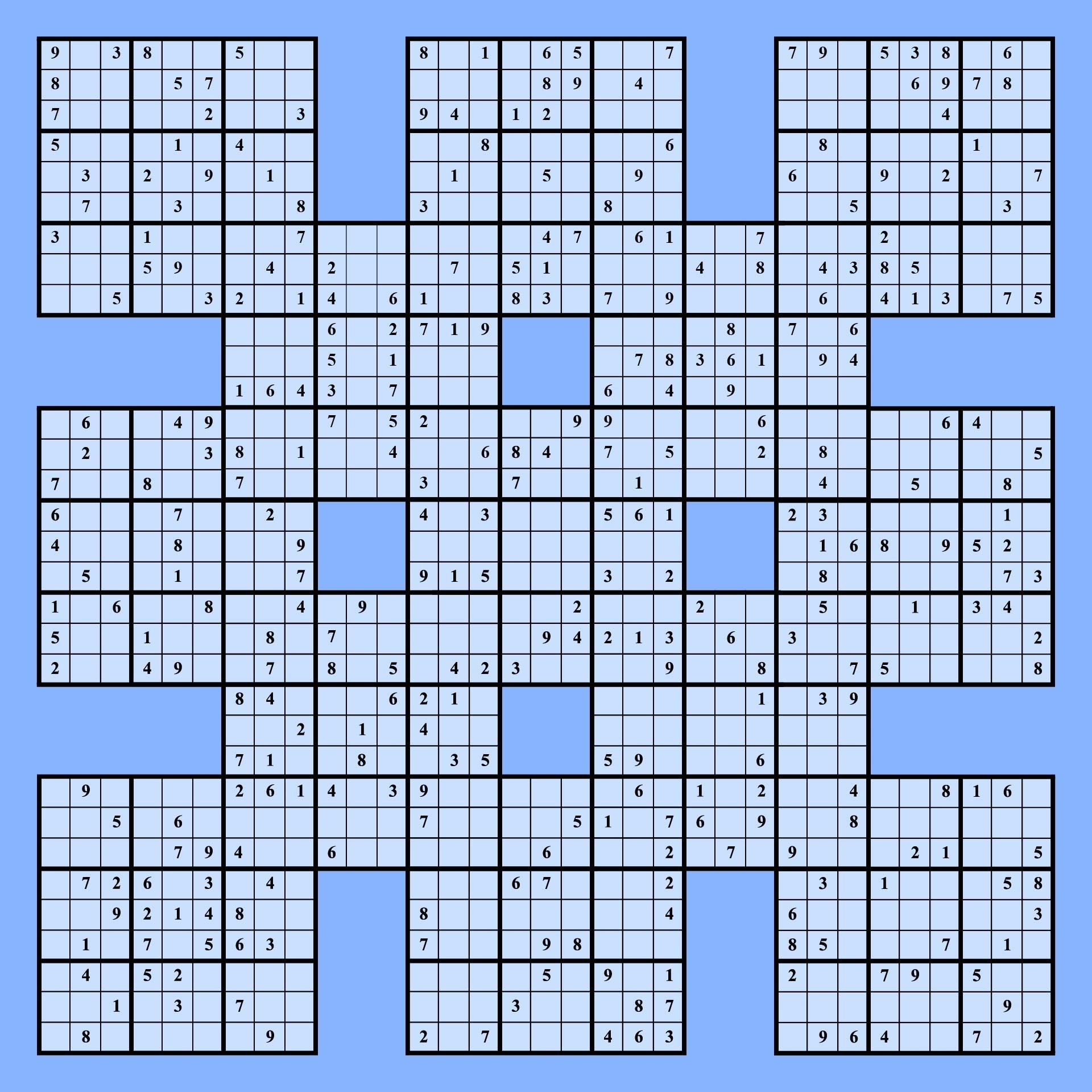 Samurai Sudoku Grid 10 Free PDF Printables Printablee Samurai Sudoku Grid 10 Free PDF Printables Printablee