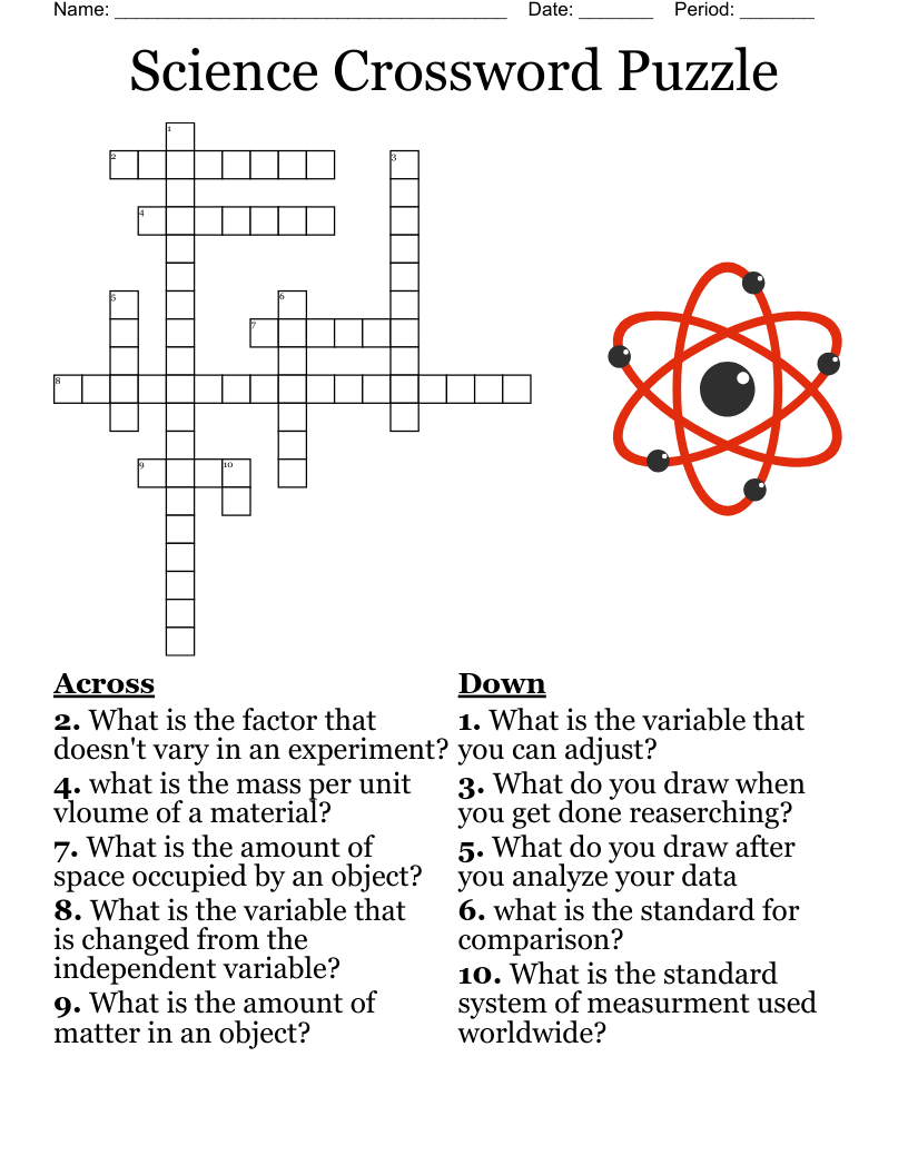 Science Crossword Puzzle WordMint Science Crossword Puzzle WordMint