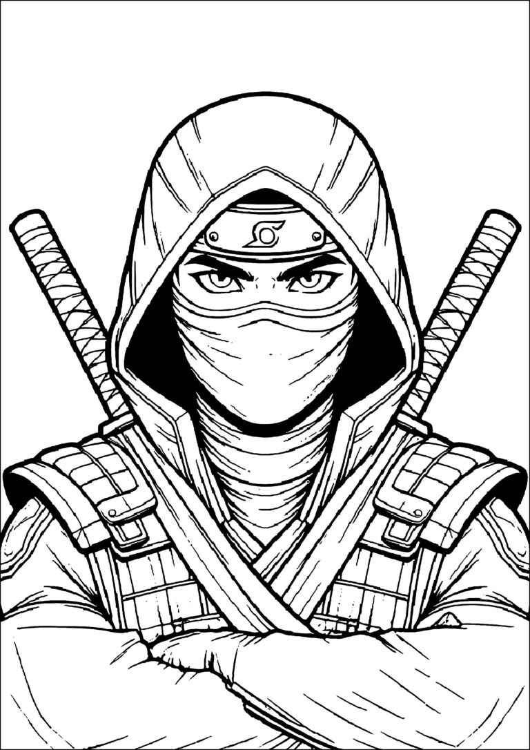 Sharp eyed Ninja With Two Nunchakus Ninja Coloring Pages