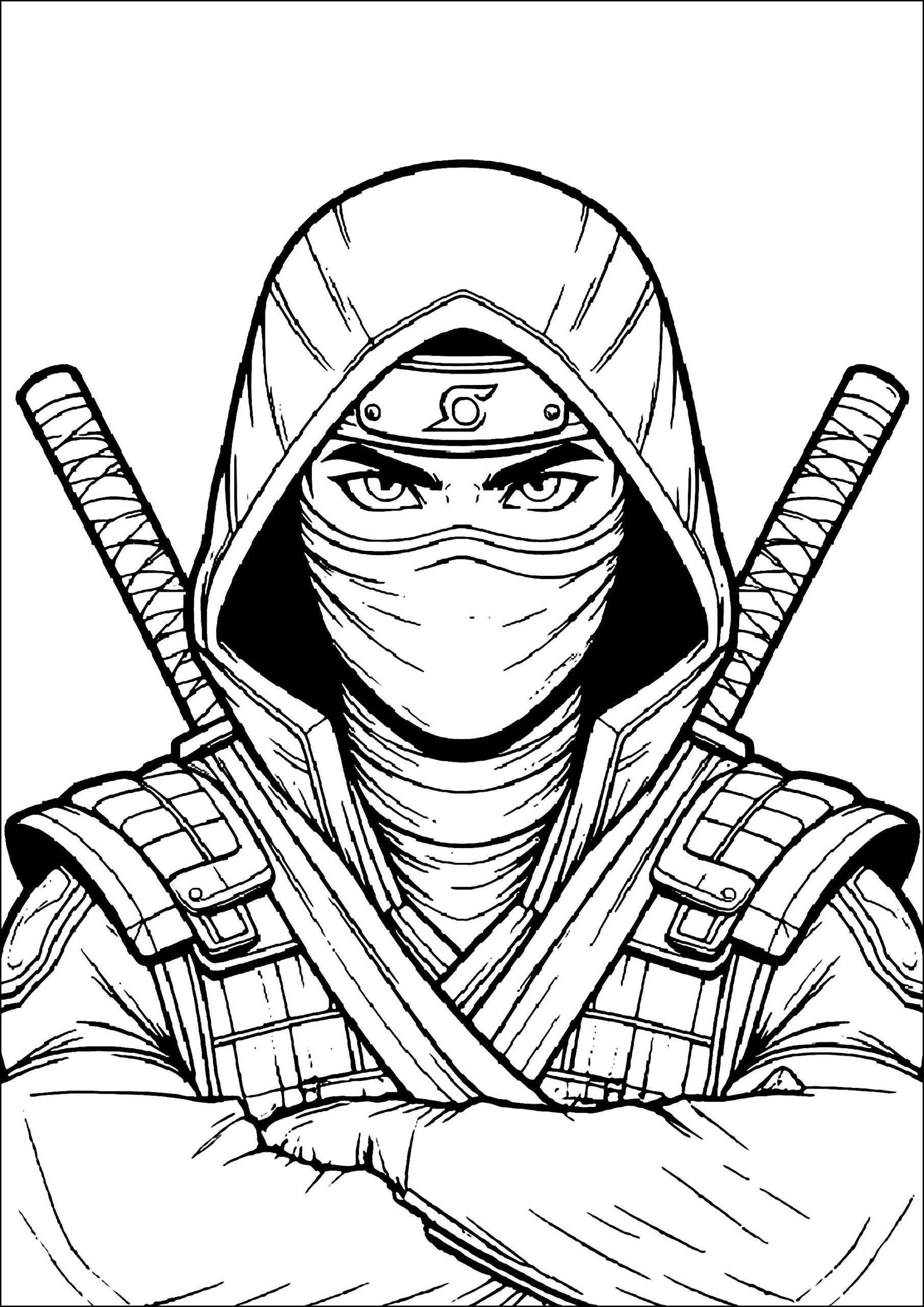 Sharp eyed Ninja With Two Nunchakus Ninja Coloring Pages Sharp eyed Ninja With Two Nunchakus Ninja Coloring Pages
