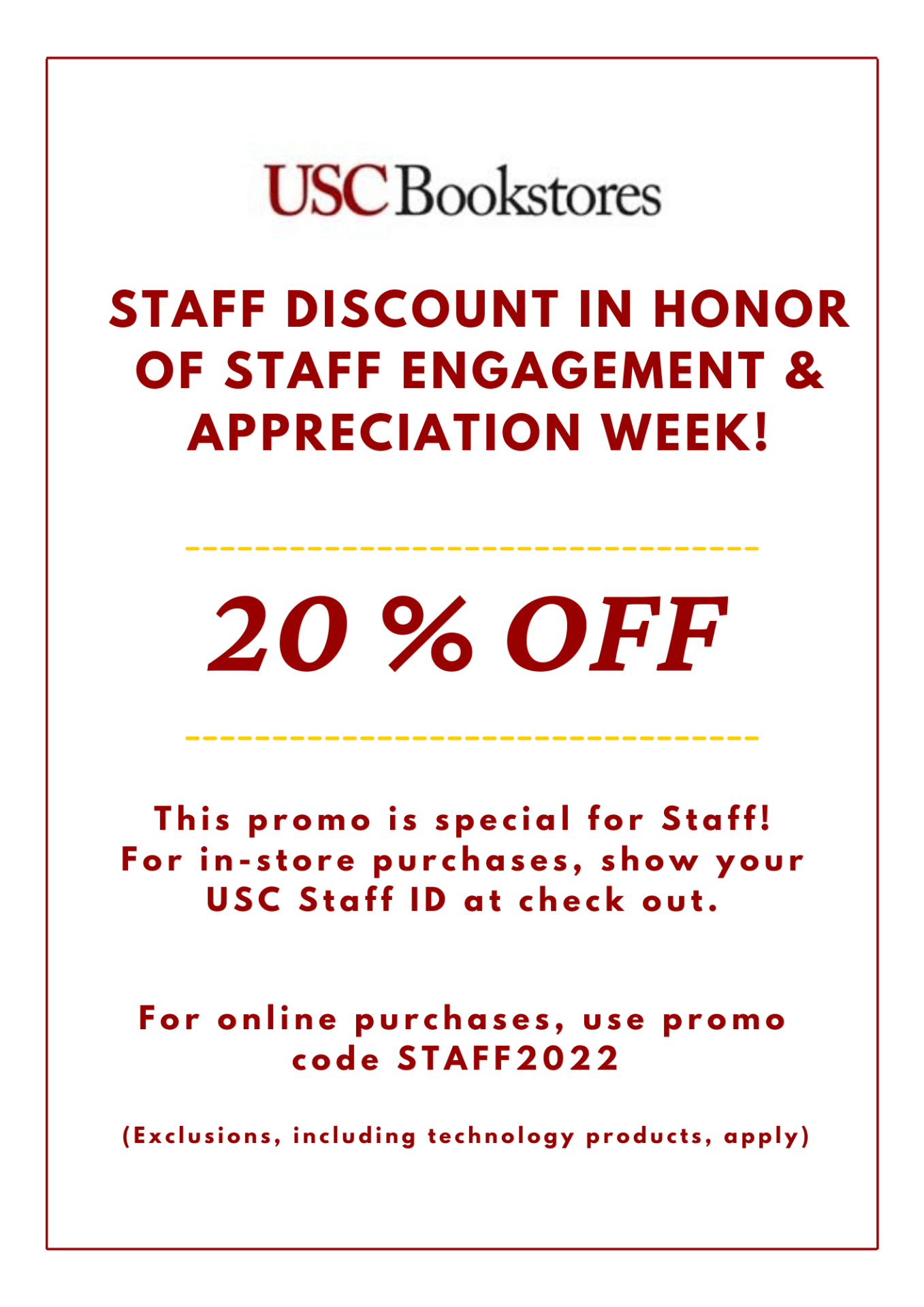 Staff Engagement Appreciation Week USC Bookstore Staff Discount USC Staff Assembly