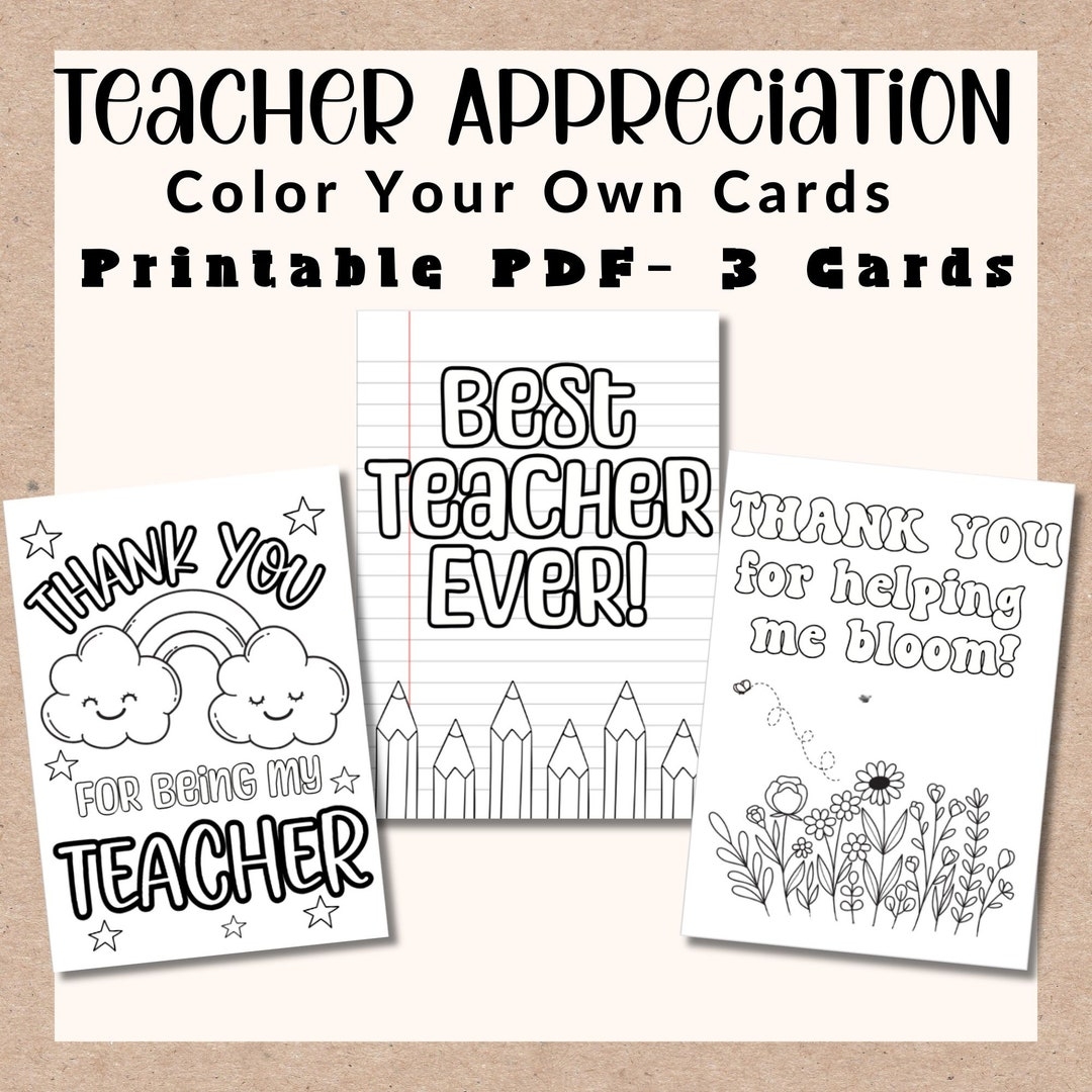 Teacher Appreciation Week Printable Teacher Appreciation Coloring Card Cards Thank You Teacher Gift Gifts Letter Instant Digital Download Etsy