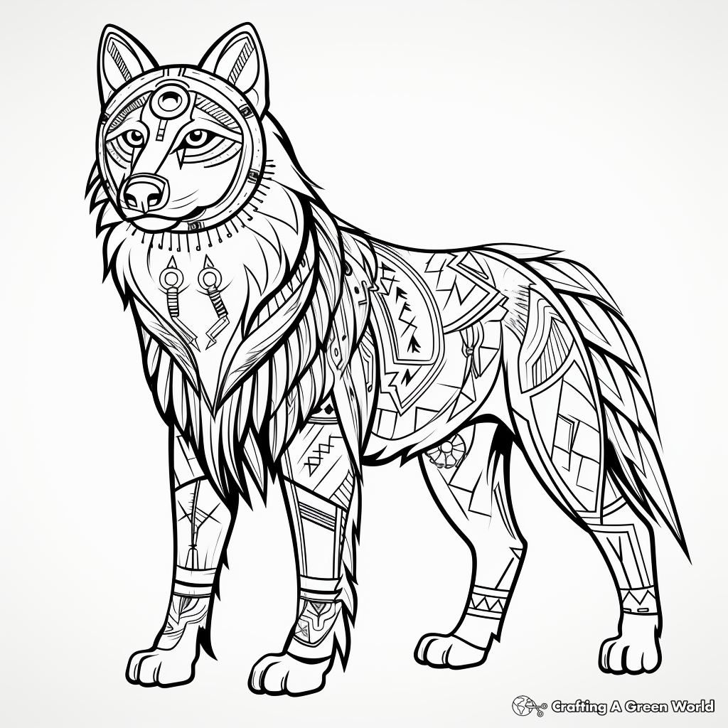Tribal Inspired Design Wolf Coloring Pages Free Printable  Tribal Inspired Design Wolf Coloring Pages Free Printable
