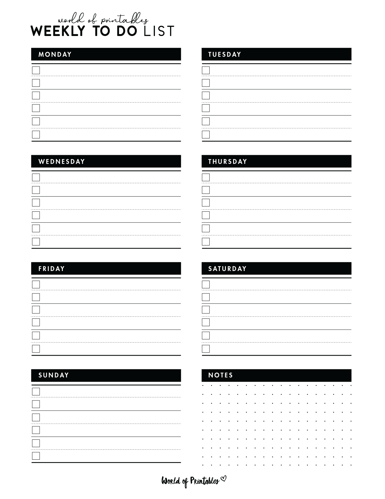 Weekly To Do List Templates World Of Printables Weekly To Do List Templates World Of Printables
